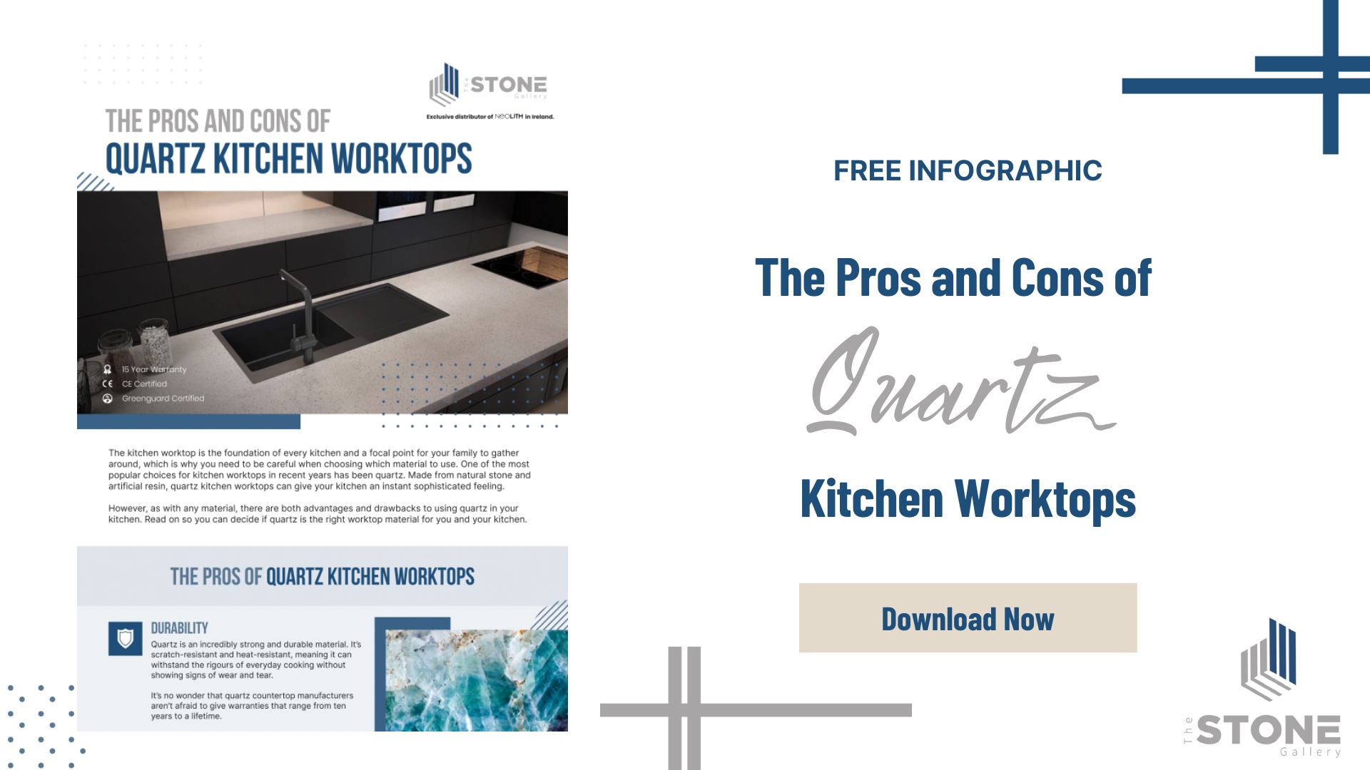 The Pros And Cons Of Quartz Kitchen Worktops - Infographic - SM - The Stone Gallery