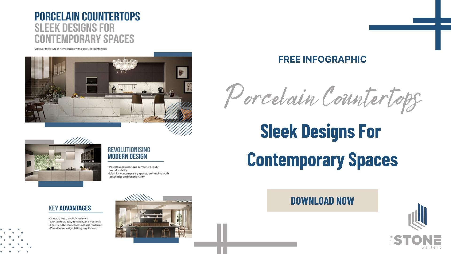 Porcelain Countertops - Sleek Designs For Contemporary Spaces - Infographic - SM - The Stone Gallery